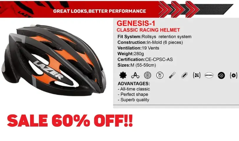 MEGA CLEARANCE SALE 60% OFF Lazer Flash Genesis Helmet M Orange — brand new bicycle for sale in Selangor, Malaysia