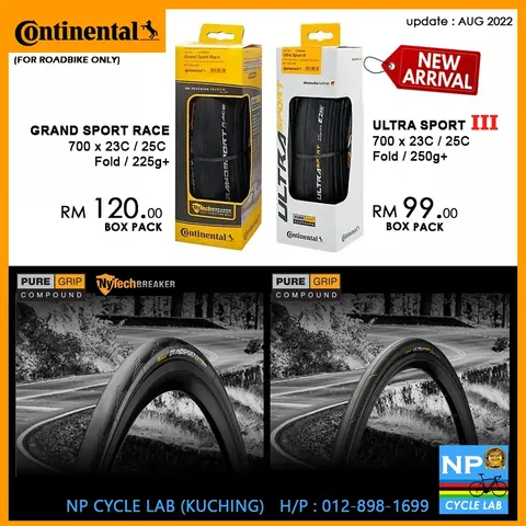 (NP CYCLE LAB) Continental Rb tyre Ultra Sport-III & Grandsport Race & GP5000 — brand new bicycle for sale in Sarawak, Malaysia