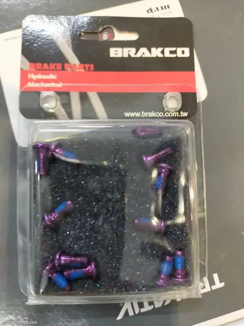 BRAKCO HIGH QUALITY ROTOR BOLTS WITH NYLOX - PURPLE & TITANIUM COLOR (SELL BY 1 PACK 12 PIECES) — brand new bicycle for sale in Pulau Pinang, Malaysia